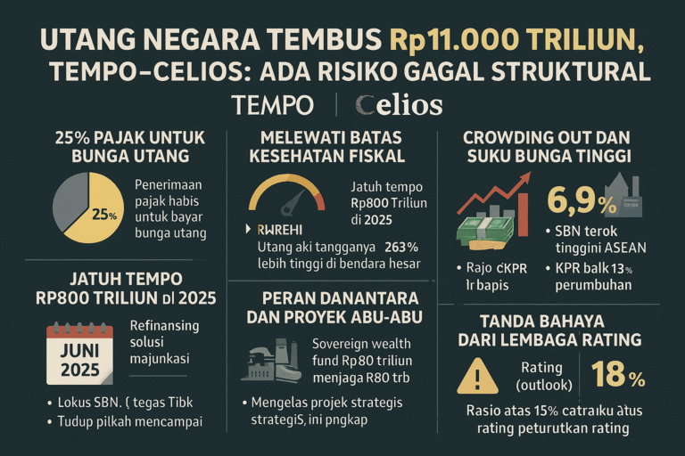 Bom Waktu Utang Negara Tembus Rp11.000 Triliun, Ada Risiko Gagal Struktural